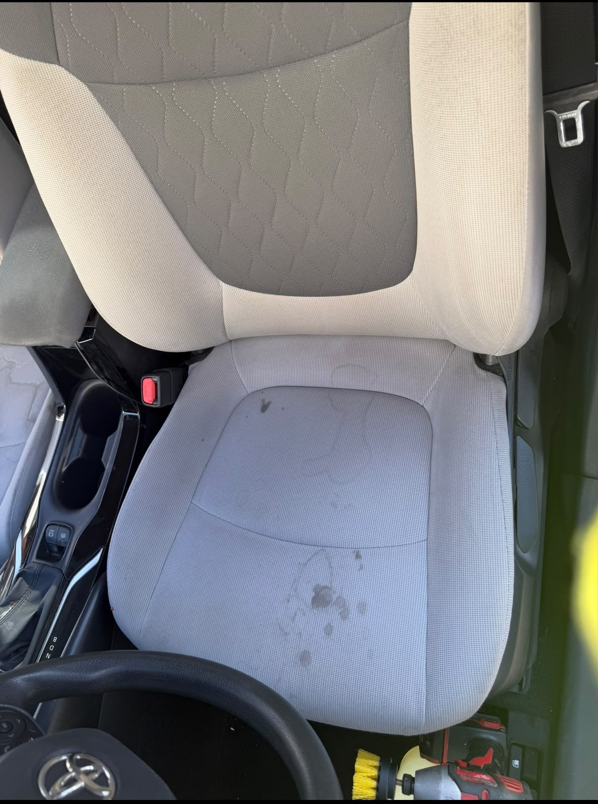 Interior seat before professional detailing